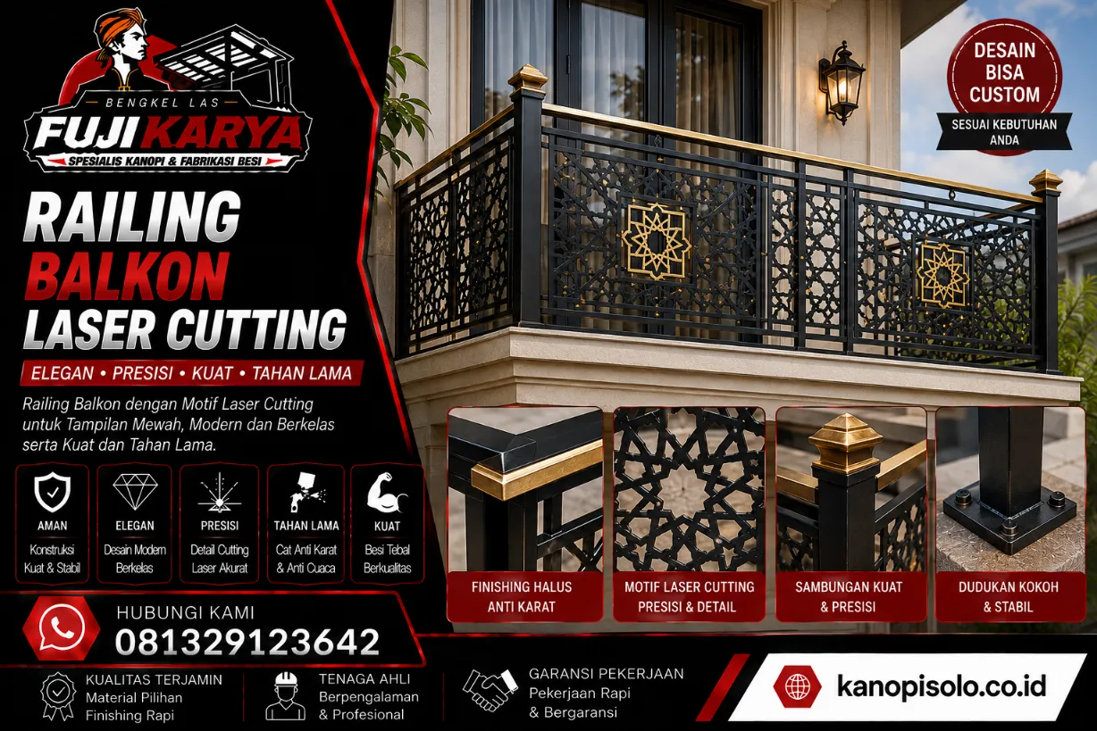Pasang Railing Balkon Laser Cutting Solo Raya