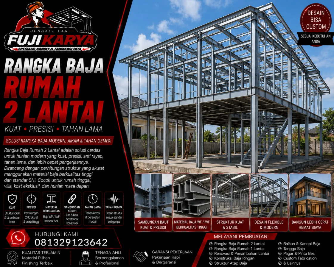 Konstruksi Rangka Baja Untuk Rumah 2 Lantai