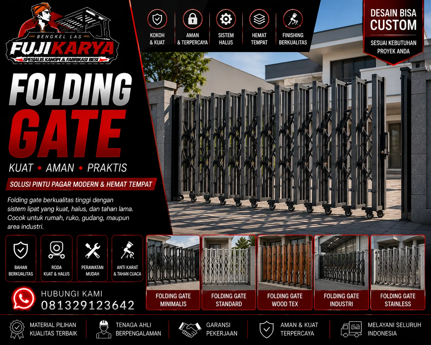 Jasa Pembuatan & Pasang Folding Gate Solo Raya