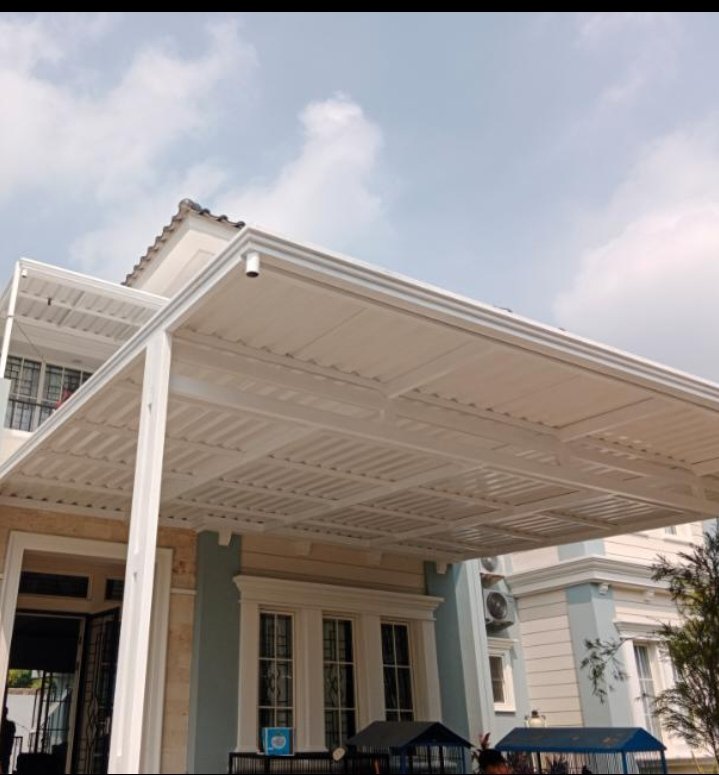 hasil pemasangan kanopi alderon double layer di solo raya teras