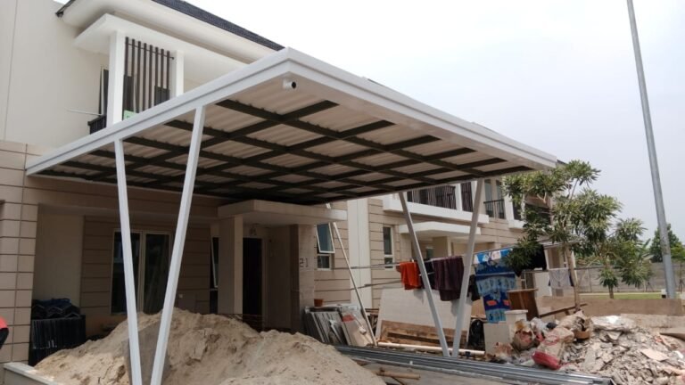 hasil pemasangan kanopi cordoba di solo raya warna putih