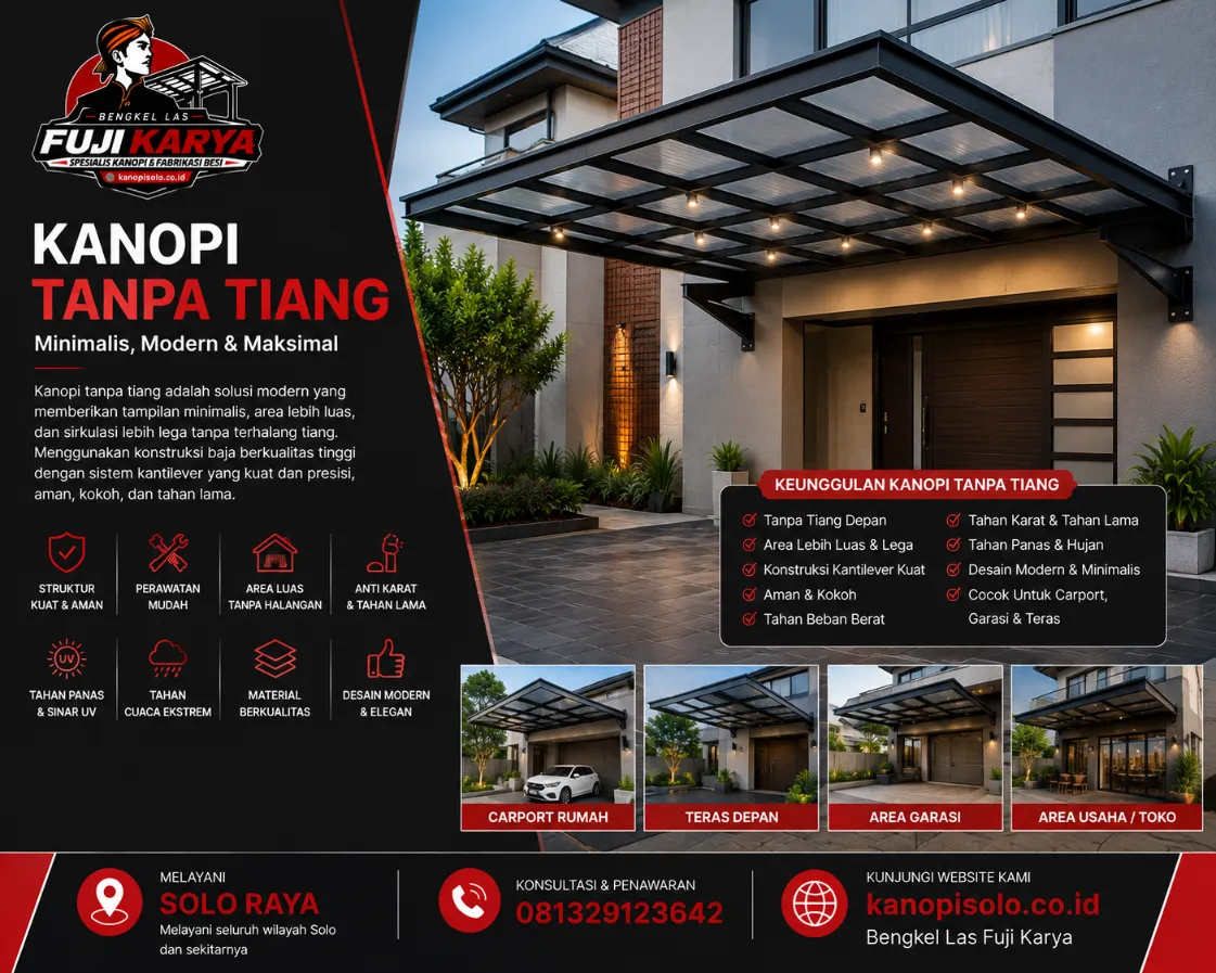 Jasa Pasang Kanopi Tanpa Tiang Solo Raya