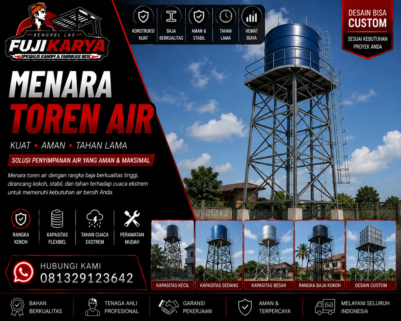 Jasa Pembuatan & Pasang Menara Toren Air Solo Raya