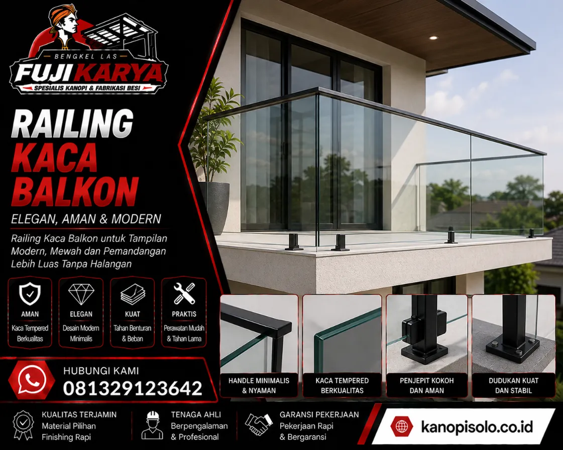Pasang Railing Kaca Balkon Solo Raya