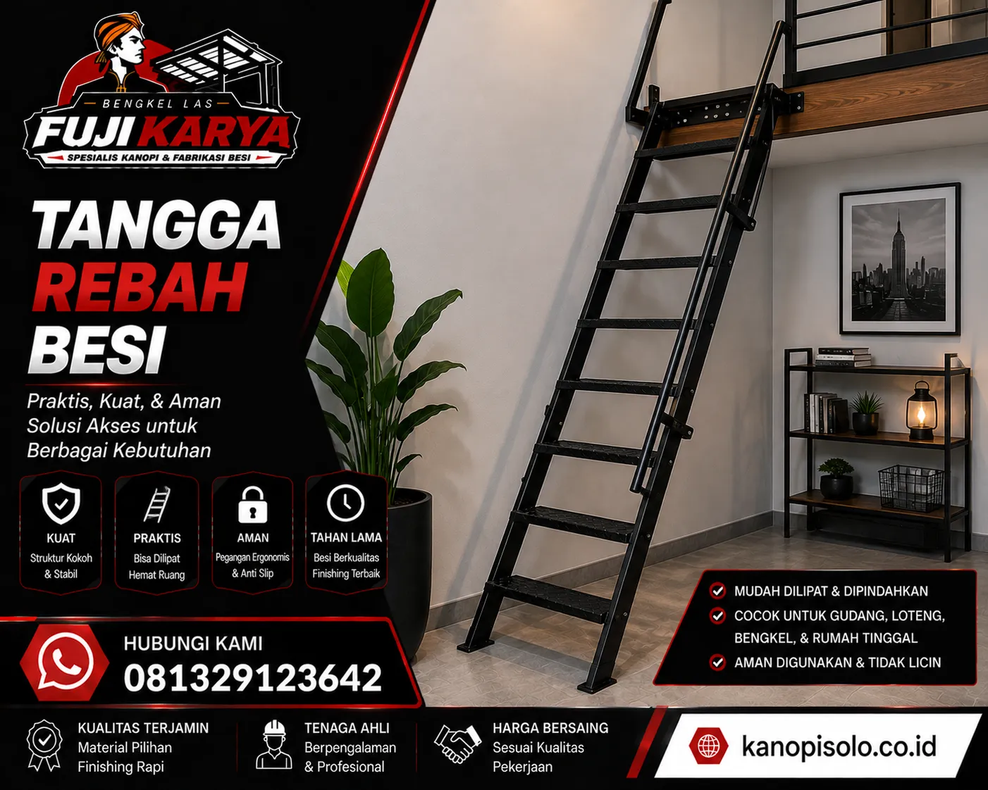Jasa Pembuatan Tangga Rebah Besi Solo Raya